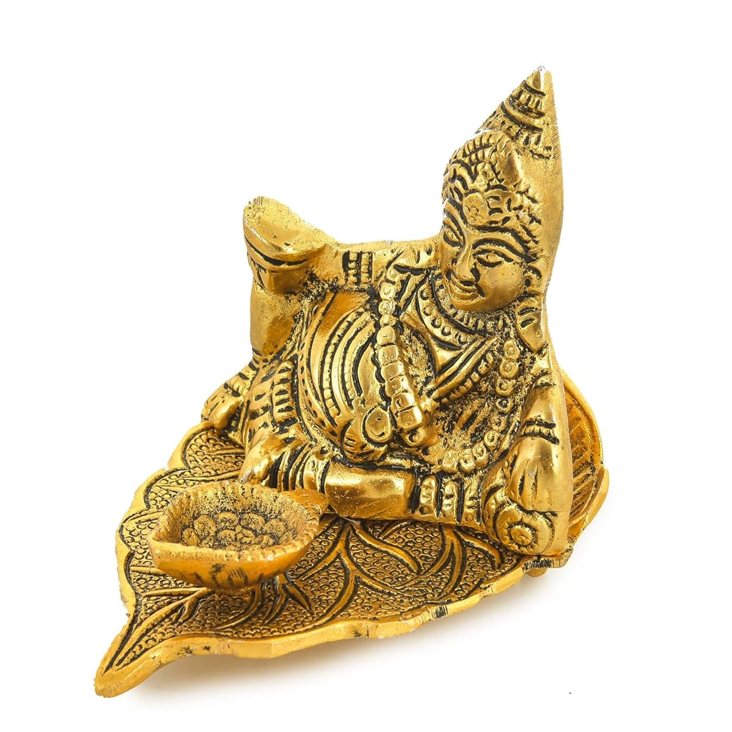 Kitlyn Dhan Kuber Statue With Diya Stand, Mata Lakshmi With Ganesh Silver Pooja Coin, Diwali Pooja Religious Idol & Figurine (Me